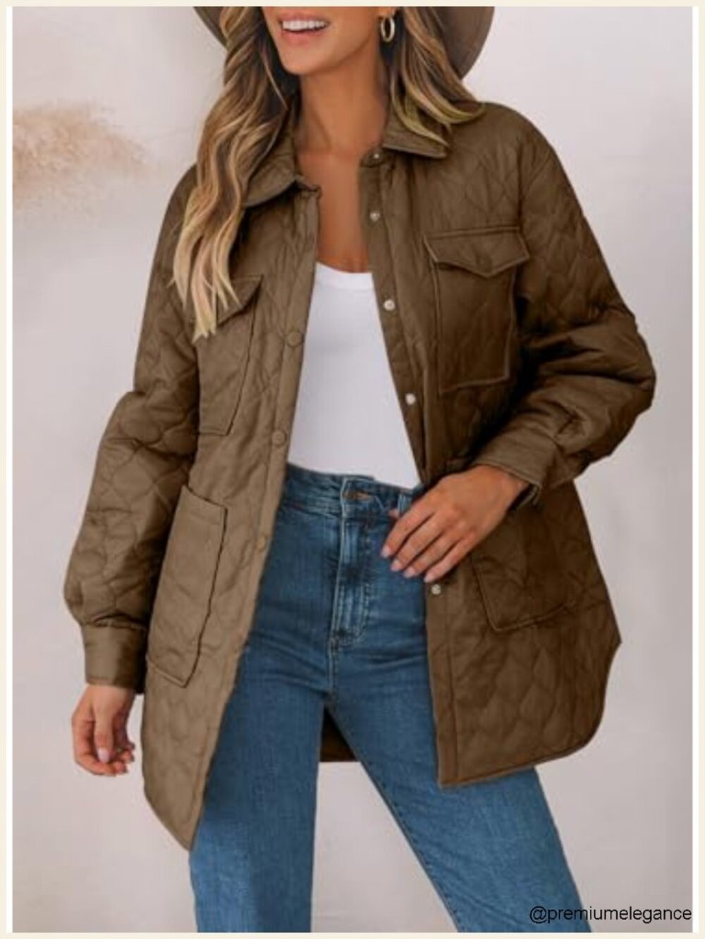 Womens Diamond Quilted Lightweight Puffer Jacket Long Sleeve Button Down Winter - Picture 2 of 6